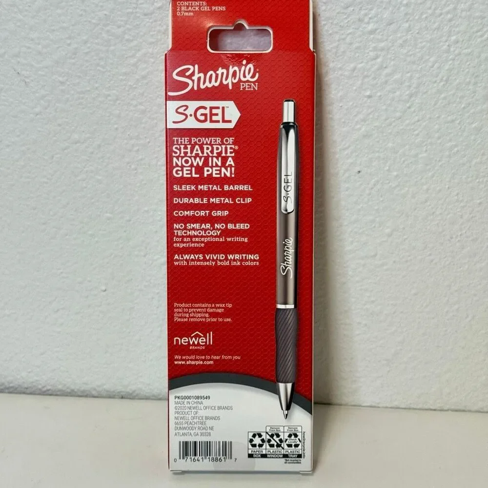 Sharpie S-Gel Gel Pens Sleek Metal Barrel Gunmetal Medium Point (0.7mm) Black‎